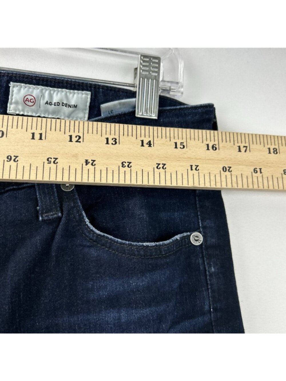 AG Adriano Goldschmied Mari High Rise Slim Straight Jeans Sz 31 Dark Wash Indigo - Picture 5 of 16